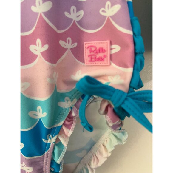 Ruffle Butts Girls Swimsuit 2T Long Sleeve One Piece UPF 50+ Mermaid Scales Past - Picture 5 of 13